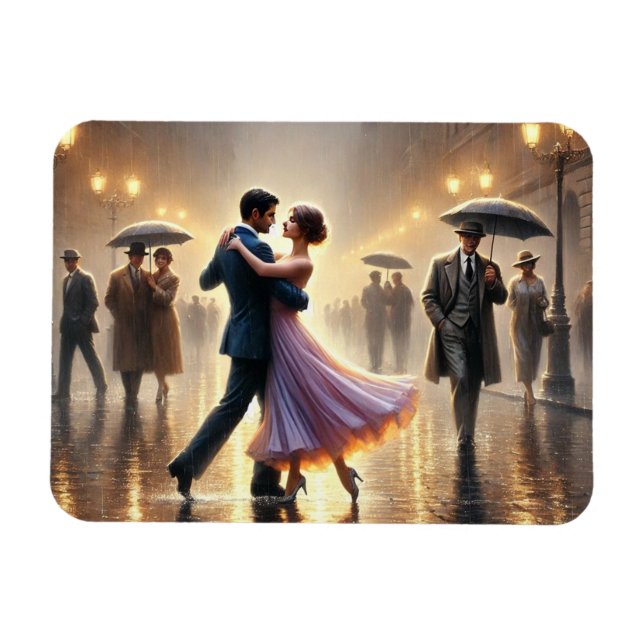 Paar tanzt im Regen Magnet (Horizontal)