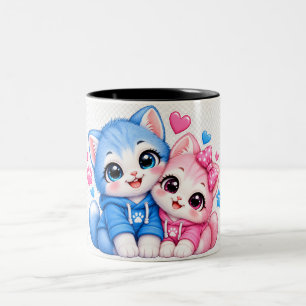 Paar Tasse Süße knuddelnde Katzen Paar Tasse