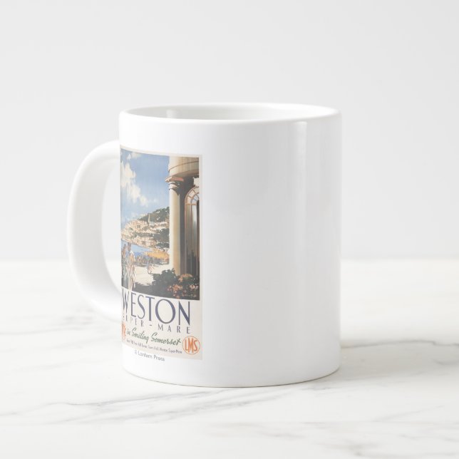 Paar-übersehenküsten-Eisenbahn-Plakat Jumbo-Tasse (Vorderseite Links)