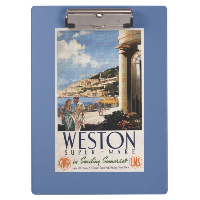 Paar-übersehenküsten-Eisenbahn-Plakat Klemmbrett (Vorderseite)