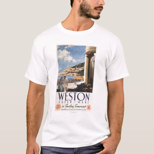 Paar-übersehenküsten-Eisenbahn-Plakat T-Shirt (Vorderseite)