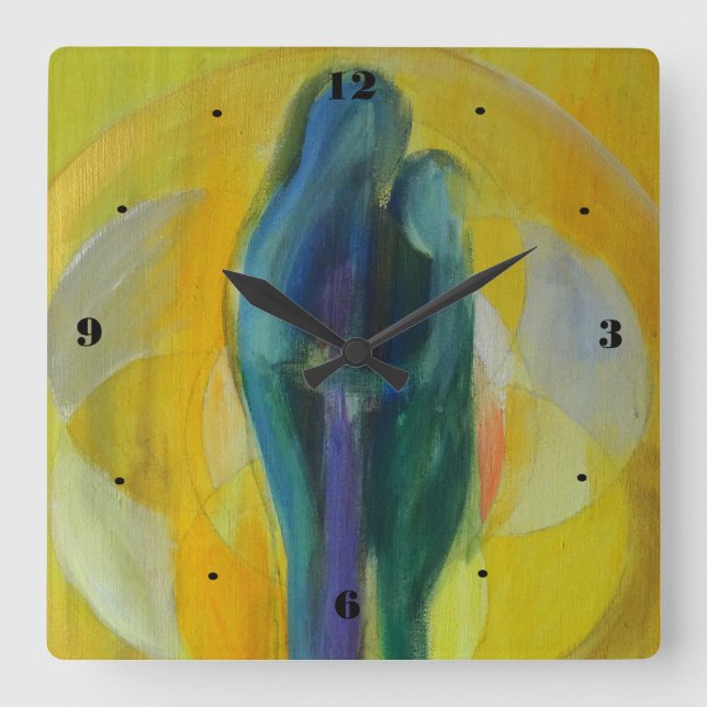 Paar-Umarmungs-Liebevalentine-Quadrat-Wand-Uhr Quadratische Wanduhr (Vorderseite)