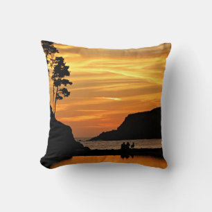 Paar und Hund romantische Strandküste Sonnenunterg Kissen