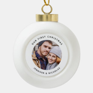 Paar Unser erstes Weihnachtsfoto Keramik Kugel-Ornament