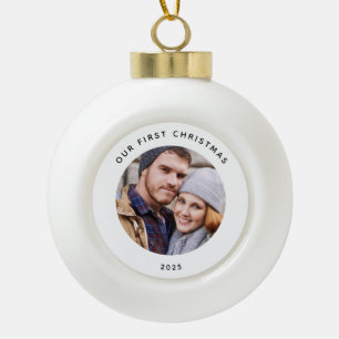 Paar Unser erstes Weihnachtsfoto Keramik Kugel-Ornament