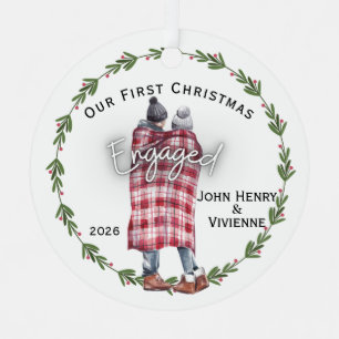 Paar Unsere Erstes Weihnachten Verlobt Decke Ornament Aus Metall