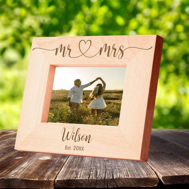 Paar Verlobung Holzrahmen mit Namen Geätzte Rahmen (Couple Engagement Wooden Photo Frame with Names Engraved Frames)
