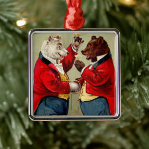 Paar Vintage-Jubiläum Ornament Aus Metall
