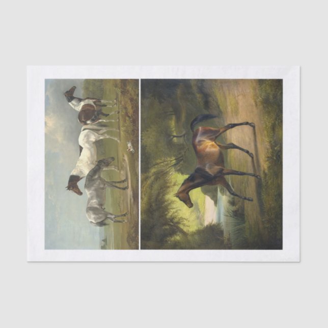 Paar Vintager Pferdegemälde (nicht KI) Seidenpapier (Vorderseite)