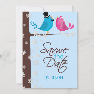 Paar Vögel auf Zweigstelle Winter Save the Date