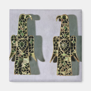 Paar von Eagle-förmigen Broschen (Metall und Email Magnet