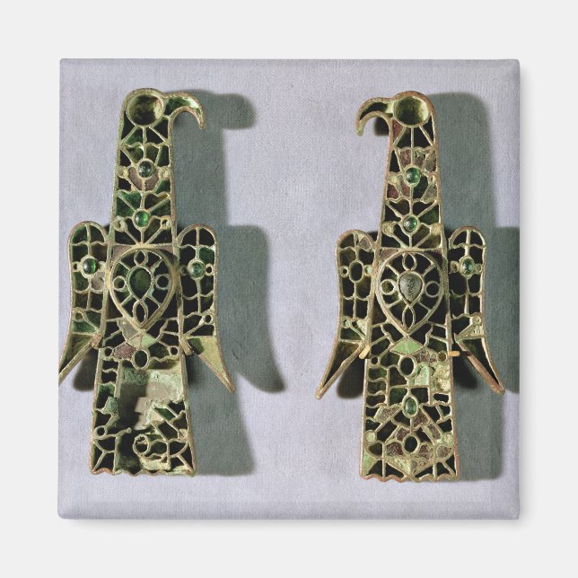 Paar von Eagle-förmigen Broschen (Metall und Email Magnet (Vorne)