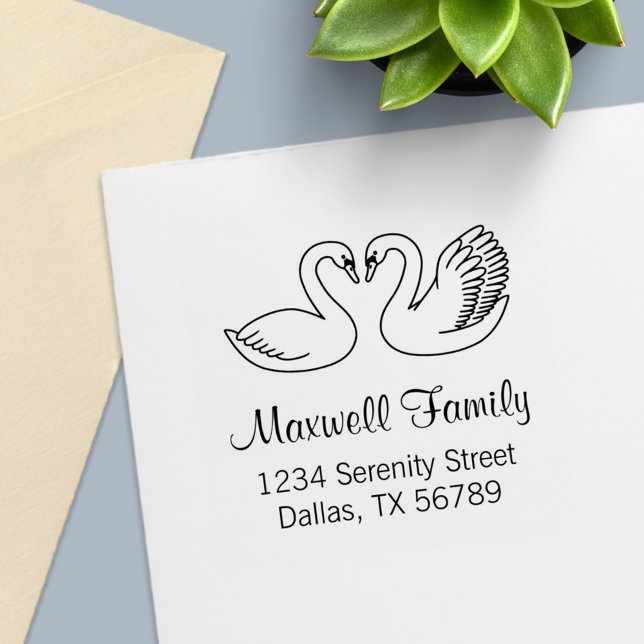 Paar weiße Schwäne Sitzadresse Permastempel (Von Creator hochgeladen)