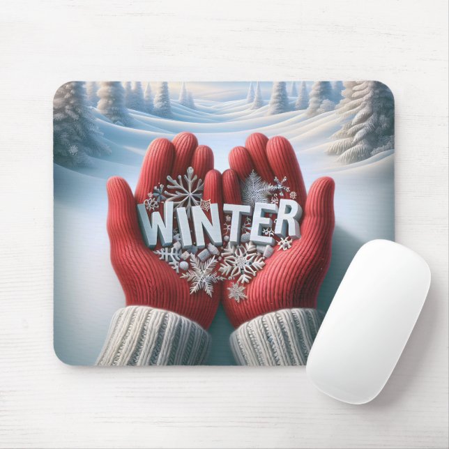 Paar Wintergloves mit Schneeszene Mousepad (Mit Mouse)