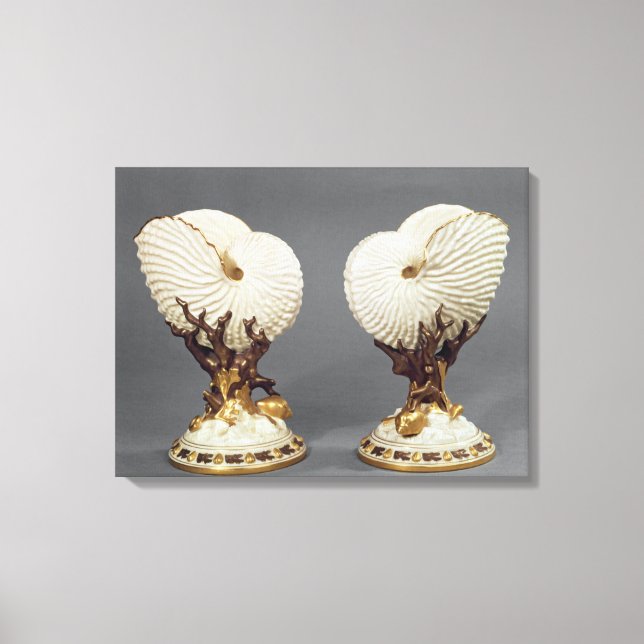 Paar Worcester-Vasen, geformt wie Nautilus Leinwanddruck (Vorderseite)