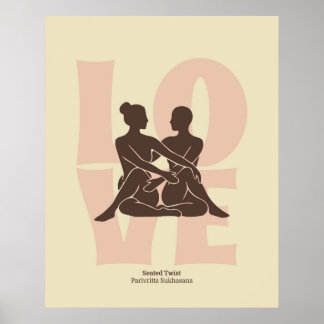 Paar-Yoga-Pose-Druck | Matisse-Stil-Wandkunst | Poster