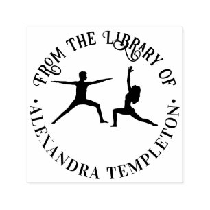 Paar-Yoga-Pose Runde Bibliotheksbuch Name Permastempel