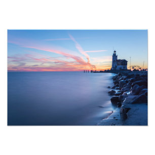 Paard van Marken Leuchtturm in einem blauen Sonnen Fotodruck