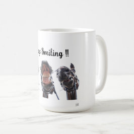 Paarden in de mond gekeken. 3 paarden lachend. kaffeetasse