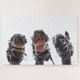 Paarden in de mond gekeken. 3 paarden lachend. leg puzzle