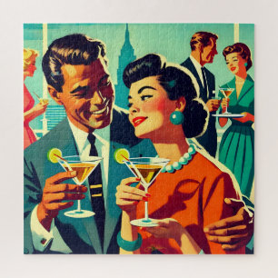 Paare auf einer Cocktailparty im Stil der Mitte de Puzzle