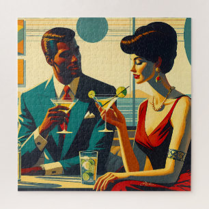 Paare auf einer Cocktailparty im Stil der Mitte de Puzzle