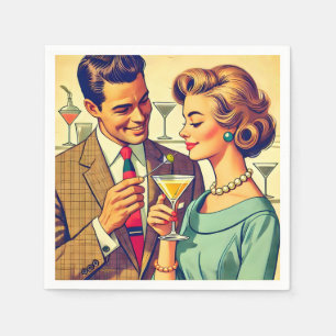 Paare auf einer Cocktailparty im Stil der Mitte de Serviette