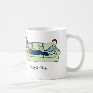 Paare auf personalisierter Cartoon-Tasse der Tasse