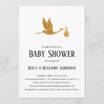 Paare Baby Dusche Imitate Gold Foil Stork mit Bund