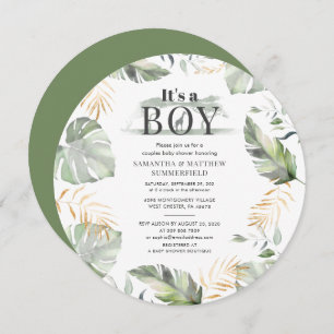 Paare Baby Dusche Jungle Tier Botanisch Moderne Einladung