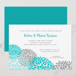 Paare Babydusche Einladung, Türkis-Grau Einladung