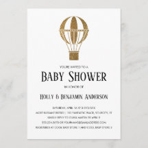 Paare Babydusche Gold Glitzer Heißluftballon