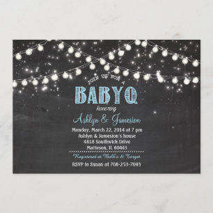 Paare BabyQ GRILLEN Baby Blue Shower Lights Einladung