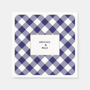 Paare Blue Gingham Couples Dusche Cocktail Serviette