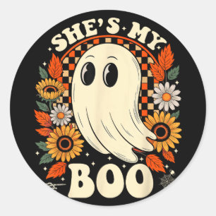 Paare Boo-Skelett passendes Paar Halloween Runder Aufkleber