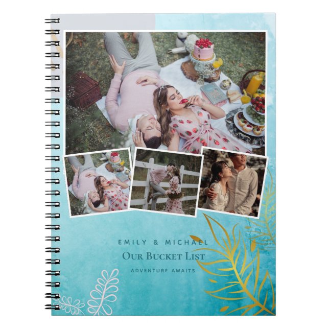 Paare BUCKET LIST Foto Collage Newlywed Journal Notizblock (Vorderseite)