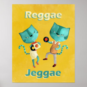Paare der blauen Reggae-Katzen Poster