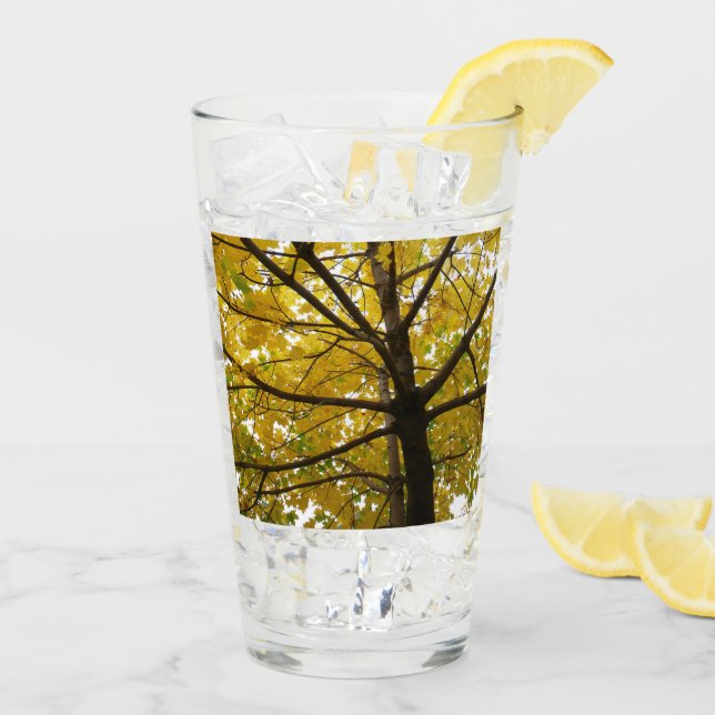 Paare der gelben Ahornbäume Herbstnatur Glas (Rückseite Ice)