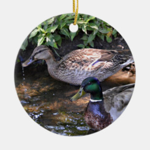 Paare der verbundenen Stockenten-Enten Keramik Ornament