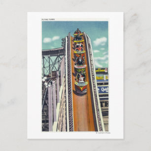 Paare, die die Flying Turns Ride hinunter gehen Postkarte