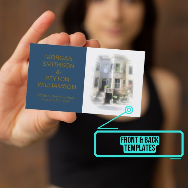 Paare, die die Karte anrufen - Foto w Border Blue (This design has easily customizable templates for text and photo.)