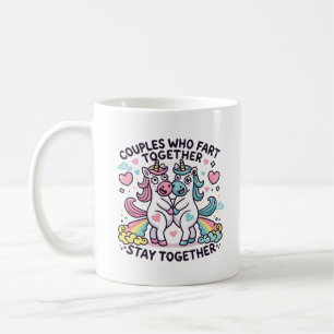 Paare, die gemeinsam die Furz Bleibe - Einhorn Kaffeetasse