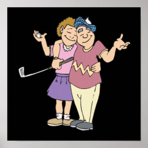 Paare, die gemeinsam Golf spielen, Bleibe zusammen Poster