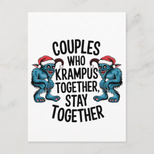 Paare, die Krampus zusammen bleiben zusammen XMAS  Feiertagspostkarte