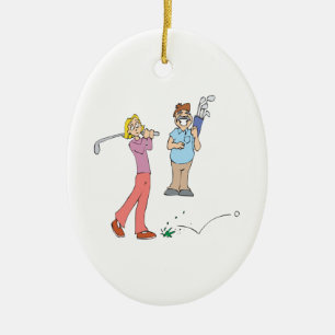 Paare, die zusammen Golf spielen, Bleibe Keramikornament