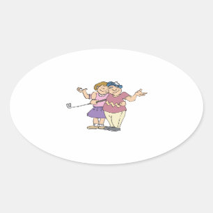 Paare, die zusammen Golf spielen, bleibe zusammen Ovaler Aufkleber