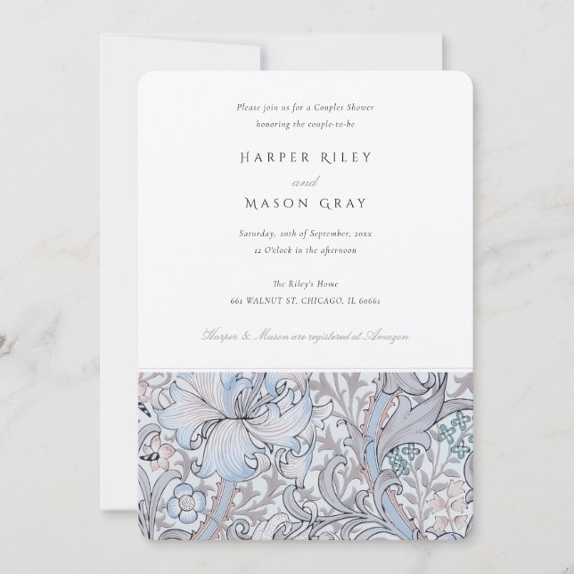 Paare Dusche Classic Golden Lily Elegante Pastel Einladung (Vorderseite)