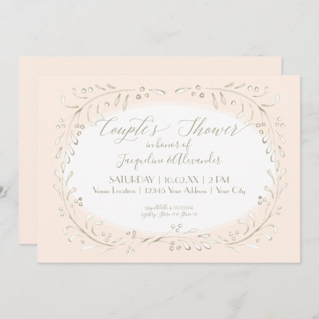 Paare Dusche Moderne Aquarellfolien Einladung (Vorne/Hinten)