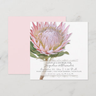 Paare Dusche Moderne Vintage Rosa Protea Blume Einladung