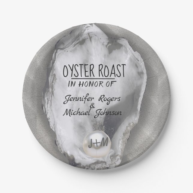 Paare Dusche Oyster Roast Pappteller (Vorderseite)